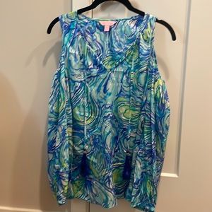 Lilly Pulitzer Finch silk open shoulder top